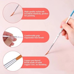 Fine Point Rigger Brush Set: 6 Nylon Burshes for Acrylic & Watercolor Art