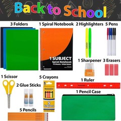 Back to School Supplies Kit 30 Piece for Girls Boys Kindergarten K-8