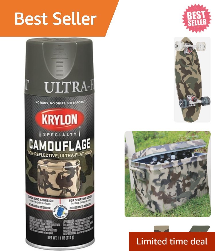 Krylon Camouflage Spray Paint – Ultra Flat Olive, 11 oz. | Chip Resistant Finish