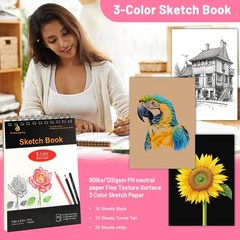 80pcs Drawing Kit Sketching Set Art Sketch Supplies Coloring pencils Kit 48 C…