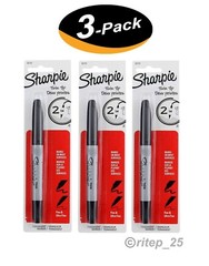 Sharpie Twin Tip Permanent Black Marker, Fine & Ultra Fine Point 2 in 1 (3 Pack)