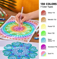 Gel Pens Plastic 130 Colors Ergonomic Grip Art Supplies for Adult Creativity