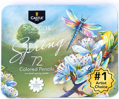 Castle Art Supplies 72 Spring Colored Pencils Set | Wax-Based Pencils with Soft,