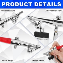 Single-Action Siphon Feed Spray Gun Kit Airbrush H-Set 3 Nozzles & 6-Foot Hose