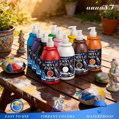 Outdoor Acrylic Paint Waterproof Set, 10 Colors Large Bulk Outdoor Paint with…