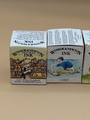 Vintage Winsor & Newton Drawing Ink Lot Silver Gold Ultramarine Scarlet Boxed