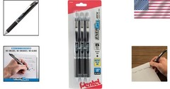 EnerGel RTX Gel Pens – 1.0mm Bold Line, Fast-Drying Black Ink, 3 Pack