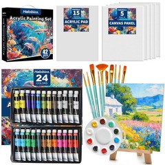 Acrylic Paint Set, Art Painting Supplies Kit with 24 Colors Acrylic Paints (2…