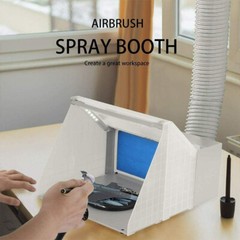 Portable Airbrush Paint Spray Booth Kit w/ 3 LED Lights Turn Table & Filter Hose