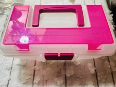 Creative Options Craft Tool Box Organizer 13X7.5X5 Clear W/Magenta