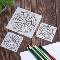4 8 12 16 Segment Mandala Stencil, 4 Pack 3.5″ Mandala Stencils Template, White