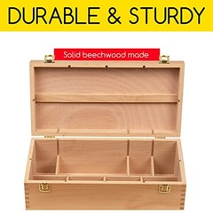 Sturdy Wood Tool Box: Beechwood Portable Art Supply Organizer – Artist Large