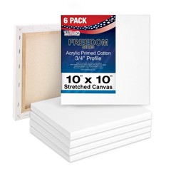 6 Pack of US Art Supply 10″ x 10″ Acrylic Primed Cotton Duck Stretched Canvas