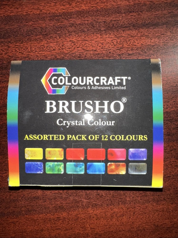 Brusho Watercolor Crystal Colours – assorted pack of 12 each 15 ml size
