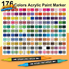 176 Colors Acrylic Paint Markers Pens Set 88 Pack Brush Acrylic Paint Markers