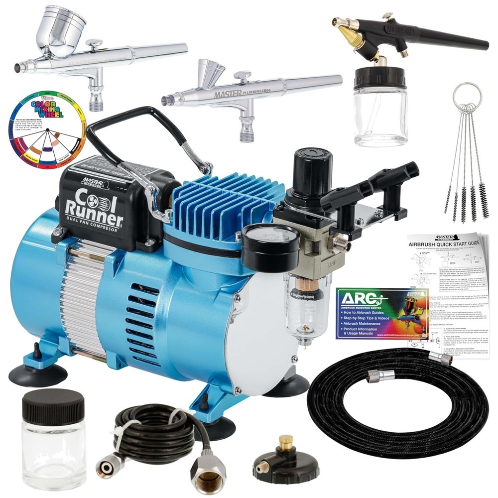Cool Runner II Airbrush Set with Cleaning Brushes & Holder