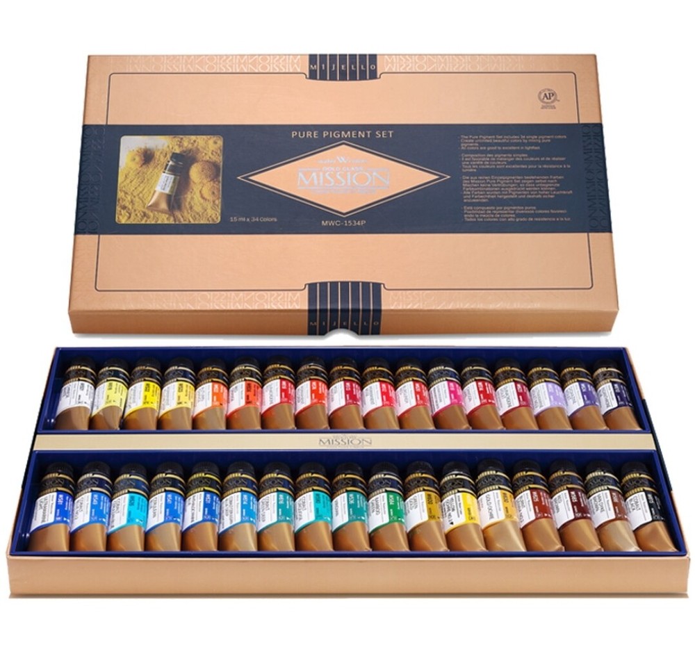 Mijello Watercolor Mission Gold Class Pure Pigment Set Colors MWC-15ml 34Color