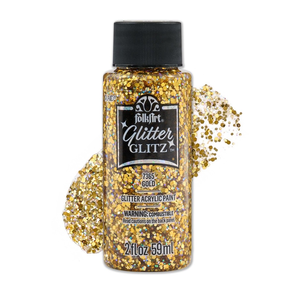 FolkArt Glitter Glitz Acrylic Craft Paint, Gold, 2 2 Ounce (Pack of 1), Gold