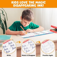 6 Pack Magic Grooved Writing Practice Book Kids Disappearing Ink Pen Set