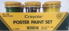 Vintage Crayola Poster Paint Set 6 Jars Binney & Smith USA Original Box