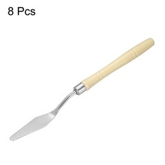8pcs Painting Palette Knife 7.09″ Pointed Stainless Steel Blade Beige