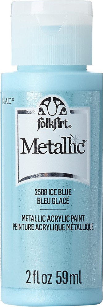 FolkArt Metallic Acrylic Paint in Assorted 2 Fl Oz (Pack of 1), Ice Blue