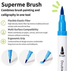 100 Colors Dual Tip Art Coloring Markers Set Fine Brush Tip for Drawing