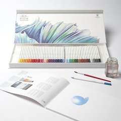 Winsor & Newton Watercolour Pencils Box Set of 48 + Paper Pad + Brush