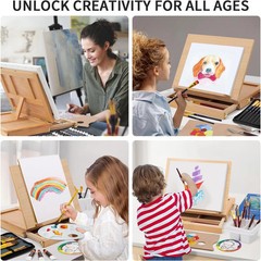 149Pcs Deluxe Artist Painting Set with Aluminum and Beech Wood Easel, 48 Colors