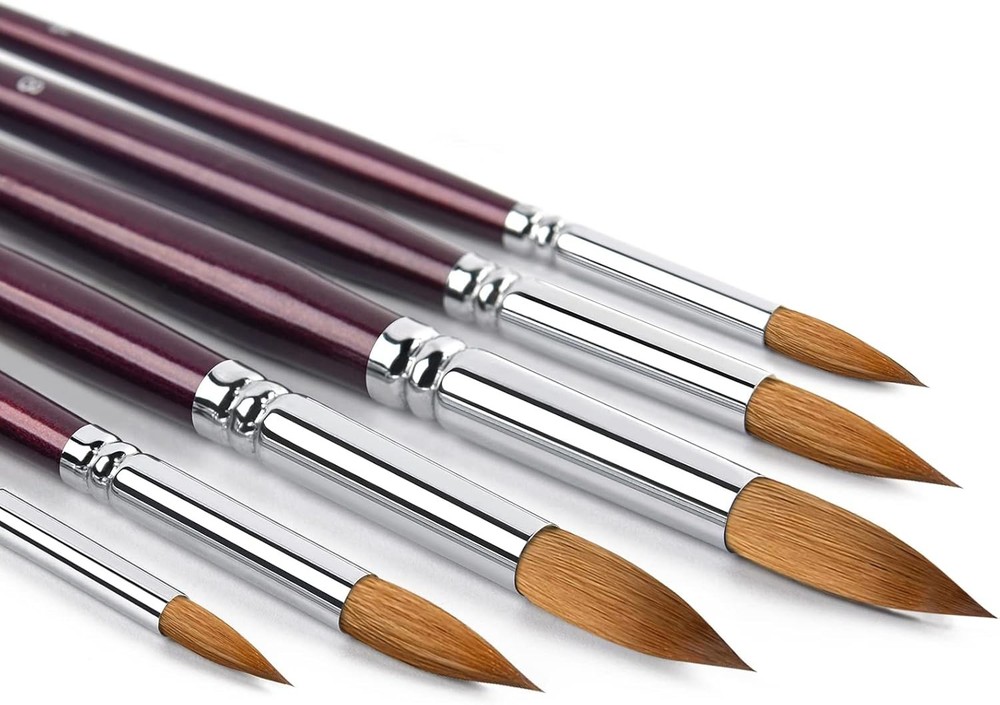 Kolinsky Watercolor Brush Set Pure Sable Sabel-6Pcs, Purple-6pcs