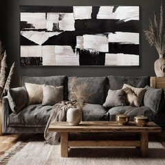 Graffiti Black Wall Art Geometry Abstract Neutral Large Framed Canvas Posters…