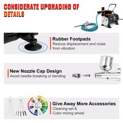 SucceBuy Professional Dual Action Airbrush Kit 120W Electric Spray Gun Air Brush