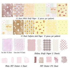 47 Sheets Pink Textured Scrapbook Paper Mesh Stickers for Junk Journal Crafts