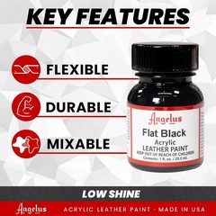 Water-Based Flat Black Acrylic Leather Paint for Sneakers and Furniture – 1 Oz