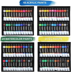 149Pcs Deluxe Artist Painting Set with Aluminum and Beech Wood Easel, 48 Colo…