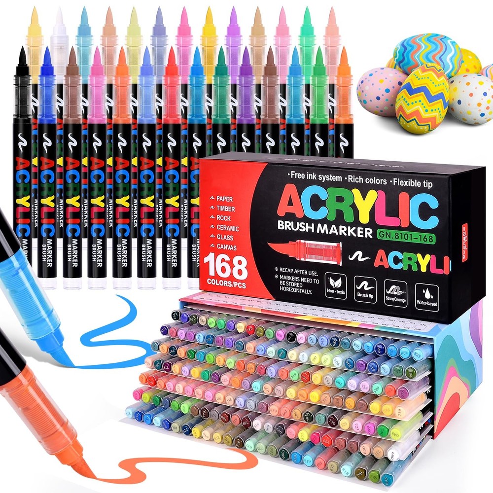 168 Colors Acrylic Paint Markers, Direct-Liquid Ink Control System, Premium B…
