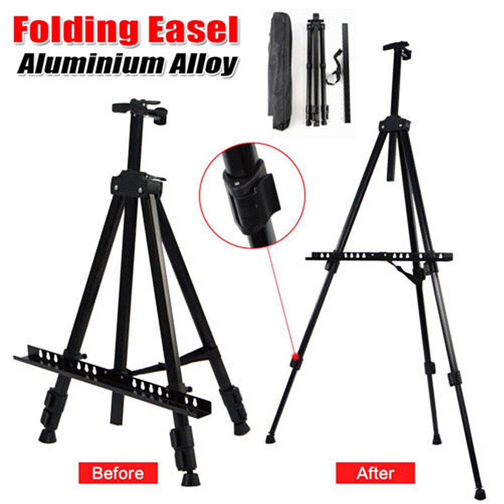 63″ Artist Fold Painting Easel Tripod Display Stand Aluminium Alloy Black Bag