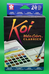 New Sakura KOI Water Colors Pocket Field Sketch Box ~ 24 Colors Refillable water