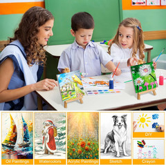 32 Pack Mini Canvas with Easel Sets for Painting Small Art Stretched Canvas Pane