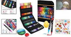 Quick-Drying 72 Multi-Surface Acrylic Markers – Gift for Creative Youth
