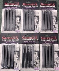 Lot Of 6 Packs Generals Compressed Charcoal Extra Smooth Crayon Fusion #957A-BP