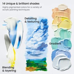 Acrylic Paint Set 14 Colors, 4.06 oz Tubes, Non-Toxic Art Supplies for Artists