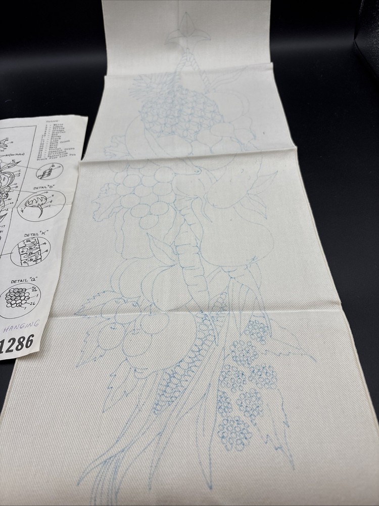 Paint By Number on Fabric VTG Cameo 1286 Fruit Wall Hanging With Instructions