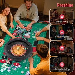 18″ ABS Roulette Wheel Set with 47.2 * 23.6” Double-Sided Roulette Tablecloth…