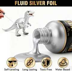 Liquid Silver Leaf Paint Kit, Water-Based Metallic Silver Paint, Quick Dry with