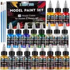 20 Color Miniature Acrylic Model Paint Set 3 Brush Airbrush Hand Craft Kit