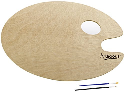 Wooden Paint Palette Tray for Acrylic, Oil, or Watercolor Painting Thumb Holder