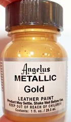 Angelus Acrylic Leather Paint Waterproof 1 oz- Pick Metallic Gold OR 18K Gold
