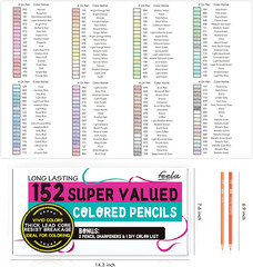152 Colored Pencils with Pencil Sharpener Premium Soft Core Colors Pencils Set f