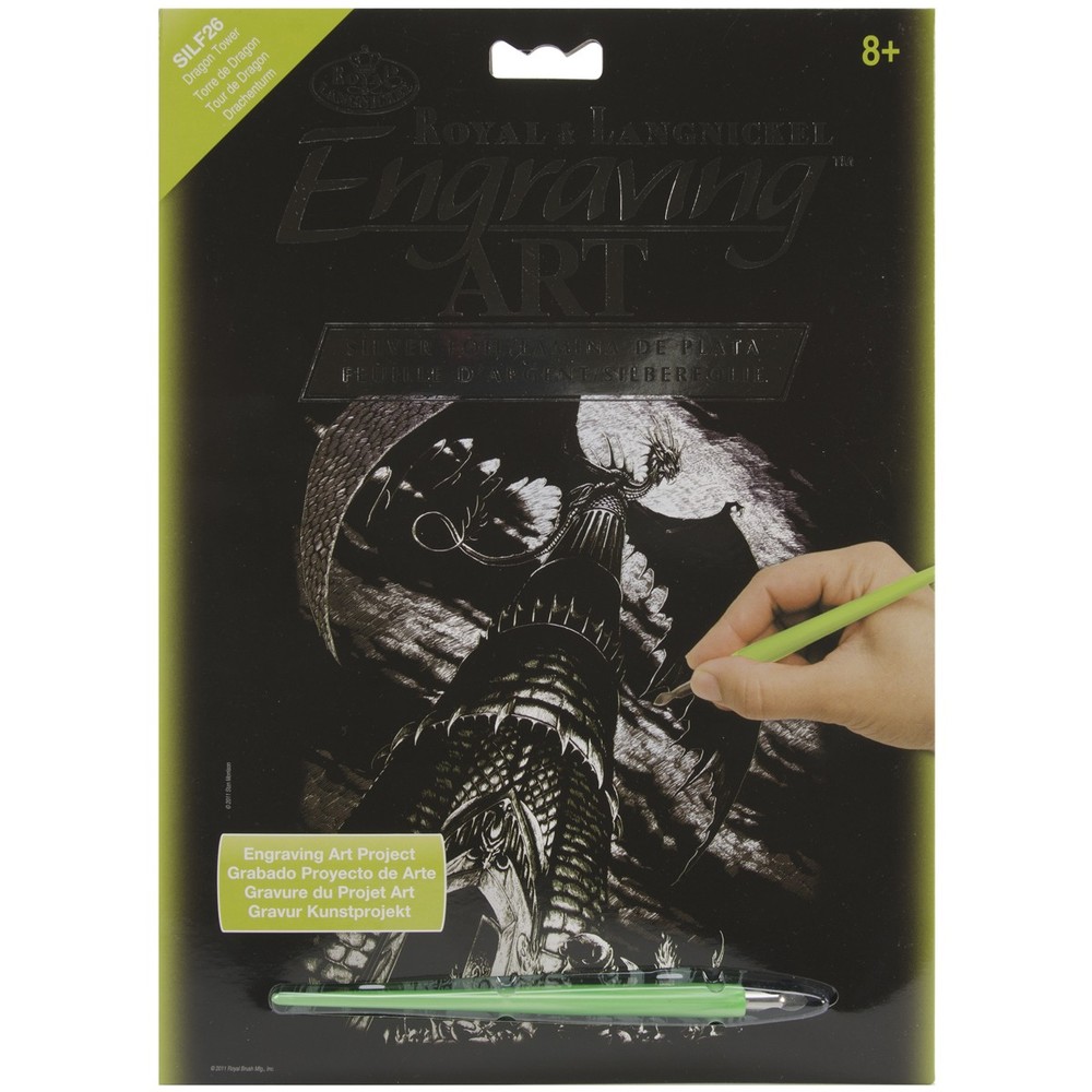 Silver Foil Engraving Art Kit 8″X10″-Dragon Tower